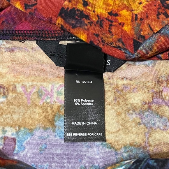 Ali Miles Slinky Black Tunic Top Size Large Colorful Trim Cowl Neck Lagenlook - Picture 7 of 9